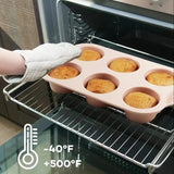 NEW 1pc/1 Set, Silicone Muffin Pan, Non-Stick Baking Cupcake Pan, Pudding Mold, Oven Accessories, Baking Tools, Kitchen Gadgets, Kitchen Accessories, Grey (6 Cavities)