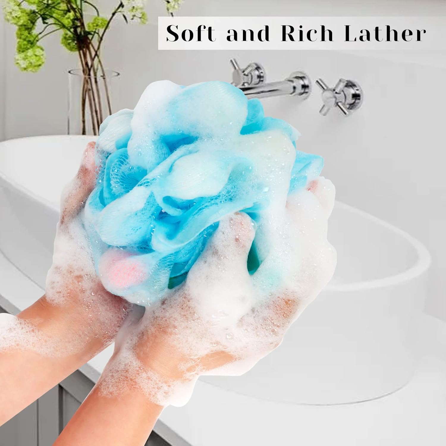 New in package! BCKENEY Bath Loofah Sponge Soft Mesh Shower Puff for Body Wash Bath Sponge Body Scrubber for Women & Men Body Exfoliator-Bathing Accessories (3Pack 40G) Retails $21+