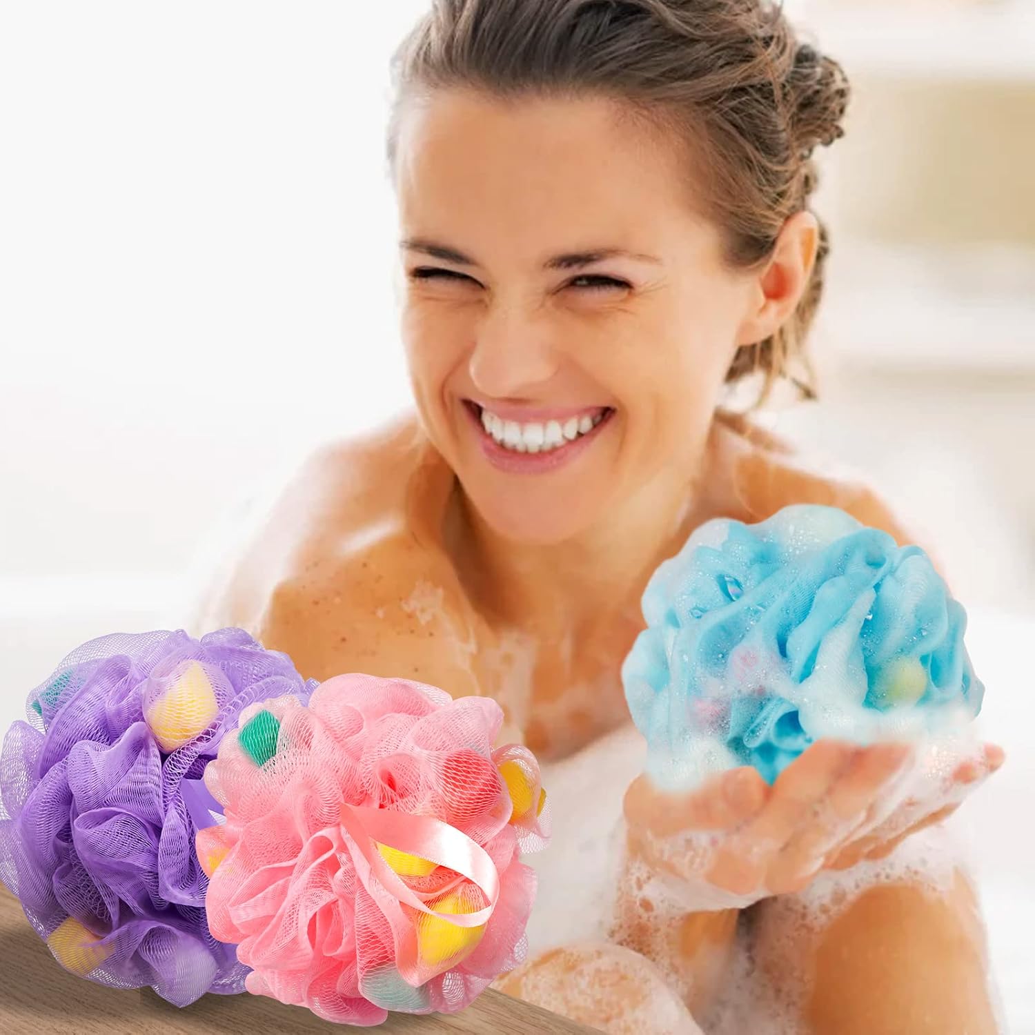 New in package! BCKENEY Bath Loofah Sponge Soft Mesh Shower Puff for Body Wash Bath Sponge Body Scrubber for Women & Men Body Exfoliator-Bathing Accessories (3Pack 40G) Retails $21+