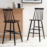 New Assembled Wayfair Gracie Oaks Birdia Solid Wood Counter Stool (Set of 2) Black, 24" Seat Height! Retails $395+