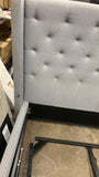 Retails $789+, KING Latitude Run Raania Hydraulic Lift Up Storage Upholstered Wingback Bed, NOTE: Was store display! No box, has some dirt from transport should come off with soap & water. MATTRESS NOT INCLUDED