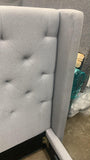 Retails $789+, KING Latitude Run Raania Hydraulic Lift Up Storage Upholstered Wingback Bed, NOTE: Was store display! No box, has some dirt from transport should come off with soap & water. MATTRESS NOT INCLUDED