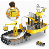 New in box!  Construction Site Toy Set with Backpack includes 3 trucks & 1 helicopter