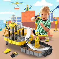 New in box!  Construction Site Toy Set with Backpack includes 3 trucks & 1 helicopter