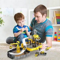 New in box!  Construction Site Toy Set with Backpack includes 3 trucks & 1 helicopter