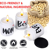 New Best Mom Ever Scented Candles Set of 3, natural soy wax in reusable jars, 50 Hour Burn time! Includes Lavender, Vanilla & Jasmine 7 oz Each!