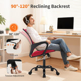 Retails $90+ New in box! Ergonomic Swivel Height Adjustable Reclining Mesh Office Gaming Chair with Lumbar Support (Red)