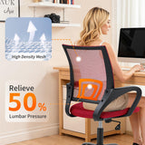 Retails $90+ New in box! Ergonomic Swivel Height Adjustable Reclining Mesh Office Gaming Chair with Lumbar Support (Red)