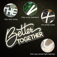 New Better Together Neon Sign, With Dimmable, Warm White LED Neon Wall Decoration, USB Powered(5V,15.7 X 7.9inches）