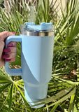 NEW FUNUS 40 oz Tumbler with Handle and Straw Lid | Insulated Reusable Leakproof Stainless Steel Water Bottle Travel Mug for hot & cold liquids - Blue
