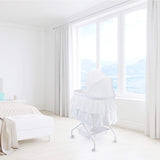 New Big Oshi Madison Bassinet, White! Designed for infants up to 15 pounds! Includes mattress pad and coordinating sheet