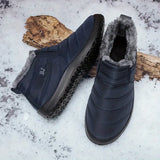 New Women's Slip on Fur Fleece Lined Waterproof Lightweight Comfortable Plush Wear Resistance Non Slip Ankle Boots, Warm Casual Versatile Breathable Black Sz 7.5