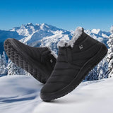 New Women's Slip on Fur Fleece Lined Waterproof Lightweight Comfortable Plush Wear Resistance Non Slip Ankle Boots, Warm Casual Versatile Breathable Black Sz 8
