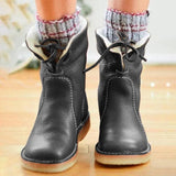 NEW NKQHRTDE Women's Flat Ankle Boots with Plush Lining, Black, Sz 8