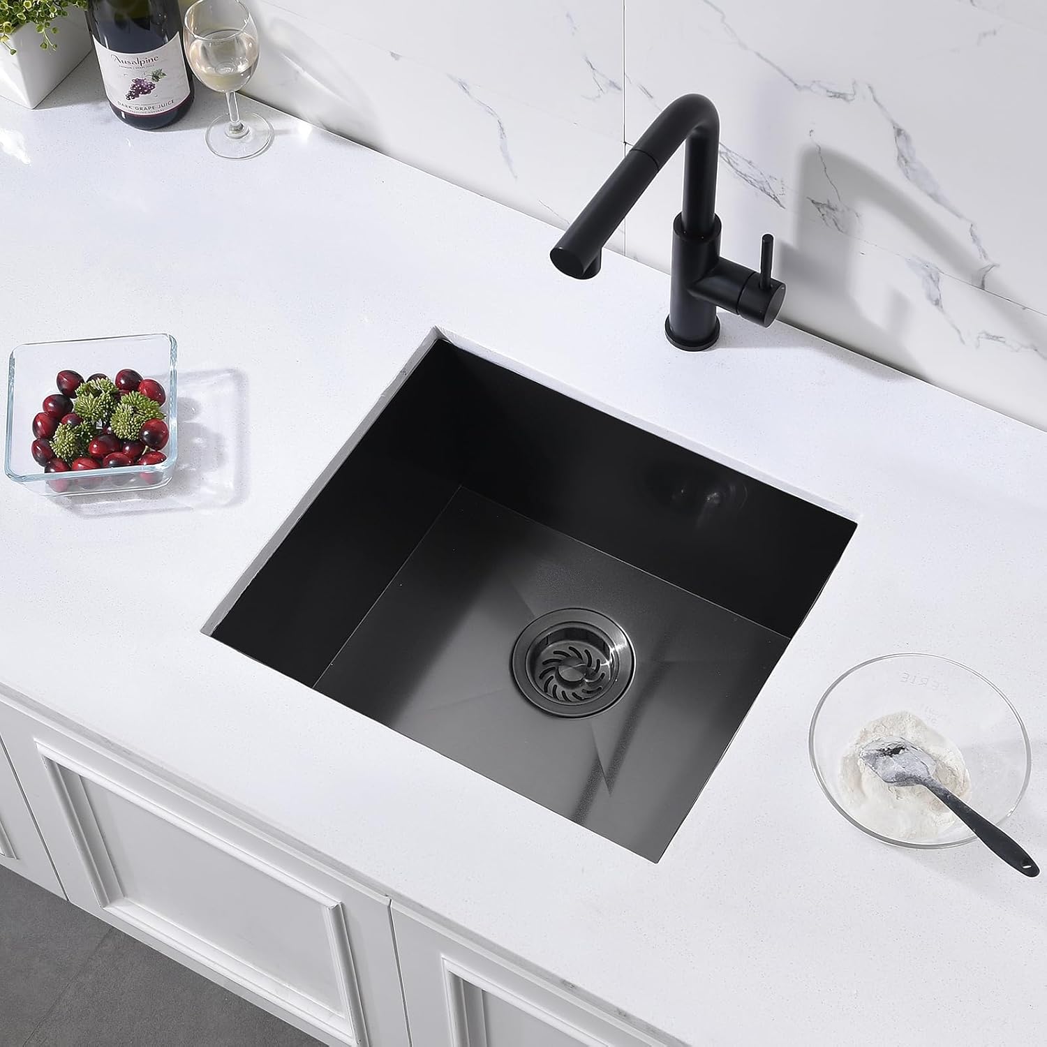 New Retails $205+ 18 inch Undermount Black Kitchen Bar Sink, ZDHHT 18 Gauge 18 x 16 x 9 in T304 Black Stainless Steel Small Kitchen Sink Undermount Kitchen Prep Sink Outdoor Sink Small Laundry Sink