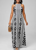New Geometric Print Black Bib Neck Dress Sz M! Retails $56+