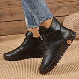 NEW Retail $69+ GRW Orthopedic Shoes for Women Waterproof Velcro Plush Fleece Warm Faux Soft Leather Boots - Black Sz 6.5