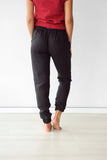 NEW Women's Drawstring Slim Fit Natural Linen Pant with Pockets Lightweight Breathable - Color: Black - Size M Fits S-M - Retails $72