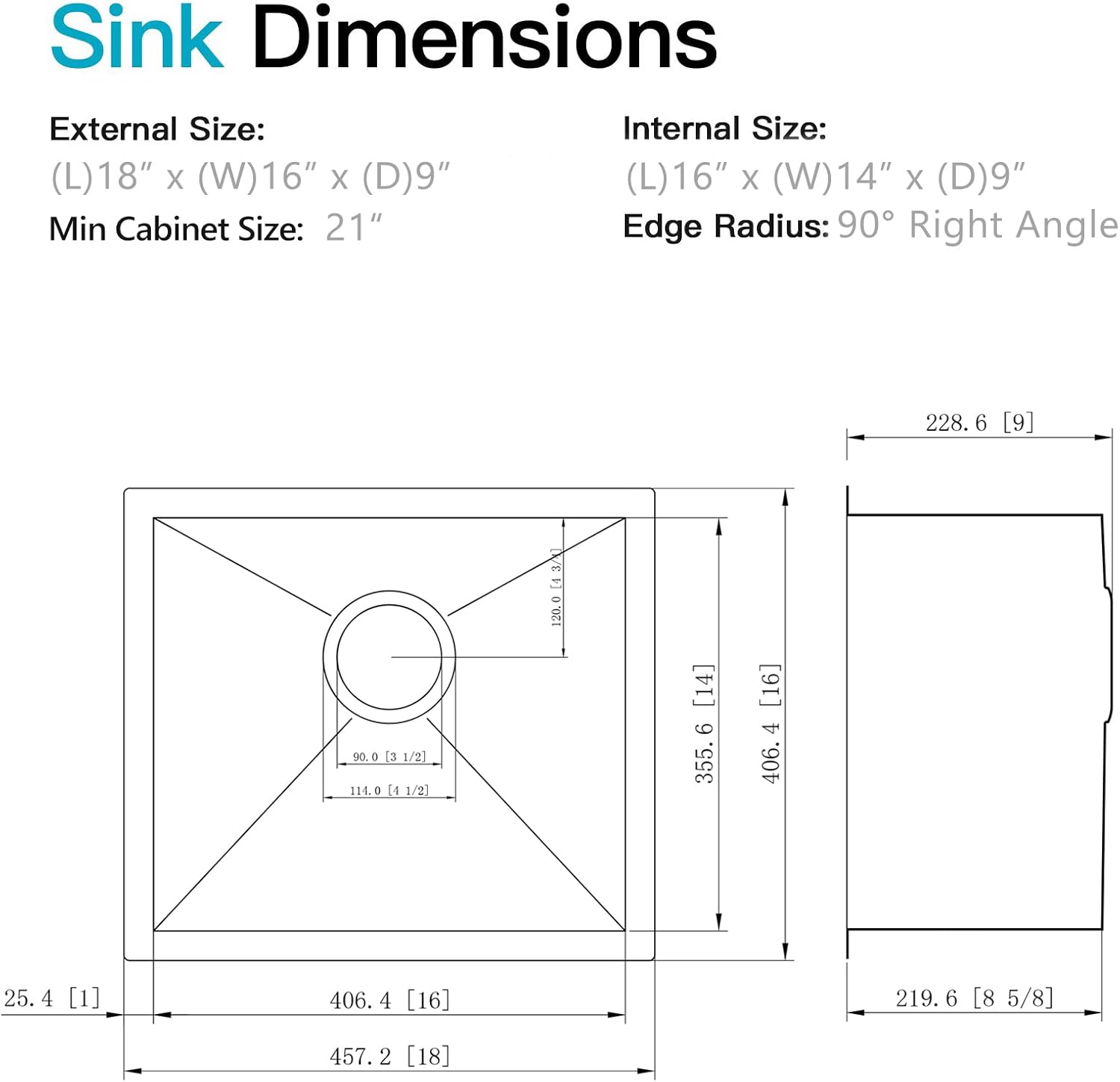 New Retails $205+ 18 inch Undermount Black Kitchen Bar Sink, ZDHHT 18 Gauge 18 x 16 x 9 in T304 Black Stainless Steel Small Kitchen Sink Undermount Kitchen Prep Sink Outdoor Sink Small Laundry Sink