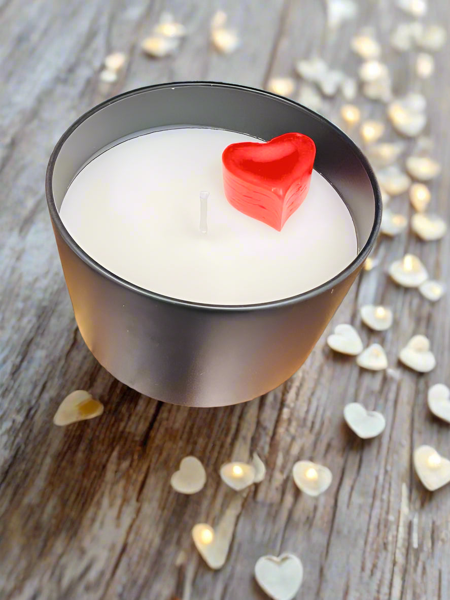 New Salty Girl Co. Bleeding Heart Hand Poured Palm Blend Wax Candle, 5 oz Net, 25-30 Hr Burn Time! Light the candle & watch the heart melt! Great gift for Valentine's