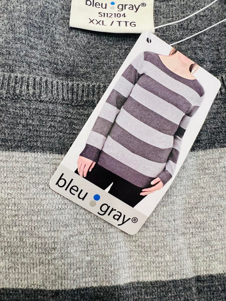 New with tags! Bleu Gray Women’s Sweater / Size XXL / Boat Neck Collar / Grey Striped