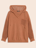 New Bloomchic Hooded Drawstring Cut Out Pocket Pullover Brown, Sz 10 (Medium)