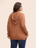 New Bloomchic Hooded Drawstring Cut Out Pocket Pullover Brown, Sz 10 (Medium)