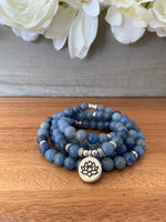 NEW Blue Aventurine 108-8mm Beaded Bracelet Mala Necklace, Known as the stone of discipline and inner strength