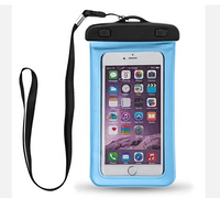 New Universal IPX8 Waterproof Anti Sinking Phone Case Water Proof Bag With Lanyard Fits All Phones Up To 7.5in, also can be used as dry bag for keys, cash, cards etc! Great for Protection & taking underwater pics! Sky Blue