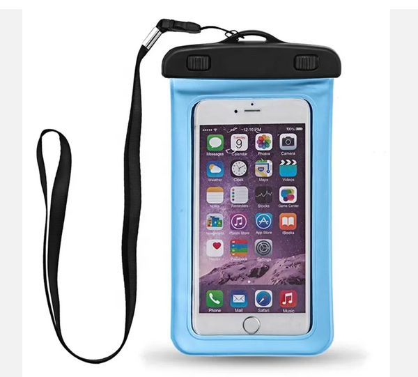 New Universal IPX8 Waterproof Anti Sinking Phone Case Water Proof Bag With Lanyard Fits All Phones Up To 7.5in, also can be used as dry bag for keys, cash, cards etc! Great for Protection & taking underwater pics! Sky Blue