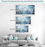 New Wall Art Blue Dandelion Wall Decor Floral Picture Modern Artwork Canvas Painting for Living Room Bedroom Dining Room Home Office Decor 20"x40"(50CMx100CM) with Frame