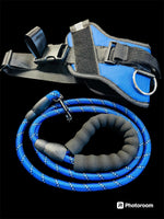 New No Pull Adjustable Harness & Braided Leash, Blue, Sz L