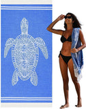 NEW Retails $55, Blue Turtle Turkish Beach Towel Quick Dry Absorbent Cotton Lightweight Thin Bathroom Bath Pool Swim Towels Extra Large Oversized Sand Free Beach Accessories Essentials Stuff Cloud Adults Gift