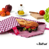 New Retails $15+ Boc'n'Roll Reusable sandwich wrap, unfolds to a placemat, washable, Pink