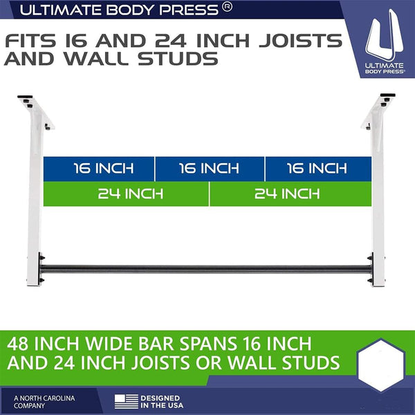 New Retails $185 Wall or 9ft Ceiling Mount Pull Up Bar by Ultimate Body Press