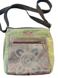New Boho Canvas and recycled leather shoulder bag in Brown & Green!