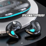 New Bone Conduction Sleep Bluetooth Headset, in-Ear Wireless Bluetooth 5.3 Noise Canceling Invisible Earbuds, IPX5 Waterproof, Sports Headphones with LED Digital Display Charging Case (Black)