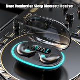 New Bone Conduction Sleep Bluetooth Headset, in-Ear Wireless Bluetooth 5.3 Noise Canceling Invisible Earbuds, IPX5 Waterproof, Sports Headphones with LED Digital Display Charging Case (Black)