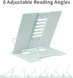 New MSDADA Desk Book Stand Metal Reading Rest Book Holder Angle Adjustable Stand Document Holder Portable Sturdy Lightweight Bookstands-Textbooks Tablet Music Books Cook Recipe (Macaron Green)