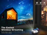 New Bomaker S5 White Projector! True Wifi Projector, No More Extra Adapters, No Cut-Out, Zero Latency! Includes portable screen!