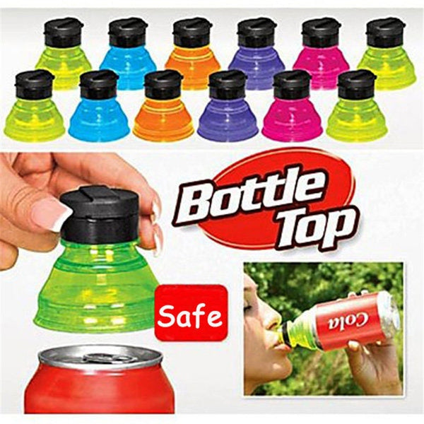 New Can Caps BOTTLE TOP Soda can Tops Caps Toppers Lids 10 Pack! Turn your cans into bottles! Helps avoid spills.