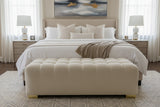 Retails $689+ New Wayfair Large Boucle Bench with gold metal legs and side Pockets to keep your essentials handy!