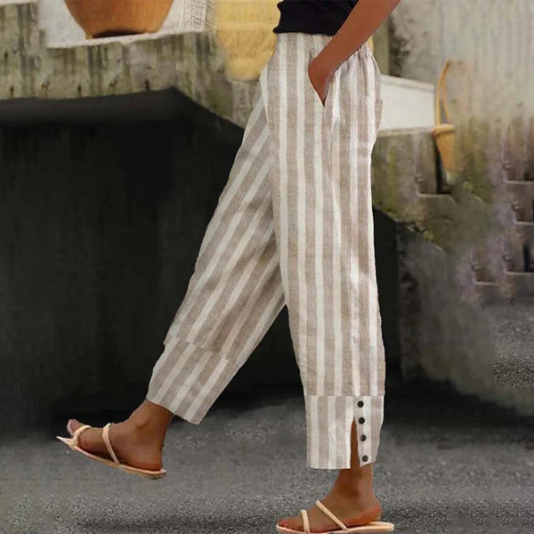 New Bovuf Casual Khaki Striped Pants Sz XL Retails $57+