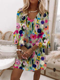 New Bovuf Romantic Floral Print V-Neck Dress Sz L! Retails $55+