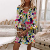 New Bovuf Romantic Floral Print V-Neck Dress Sz L! Retails $55+