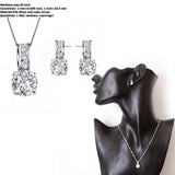 New 925 Sterling Silver Needle Bridal Jewelry Set Classic 4 Claws Crystal Ring Crystal Pendant Women Girls Engagement Anniversary