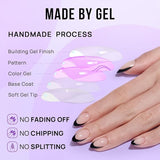 New BT Artbox French Tip Press On Nails - BTArtbox Black Press On Nails Short, Stick On Nails Almond with Nail Glue, Supremely Fit & Natural Reusable Glue On Nails in 15 Sizes - 30 Fake Nails Kit, Black French