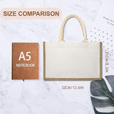 New Burlap Jute Tote Bag Reusable Water Resistant Beach Bag Blank Canvas Grocery Bag for Women 12.6 x 8.3 x 5.1 Inch, White