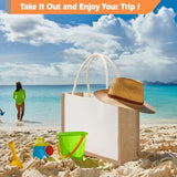 New Burlap Jute Tote Bag Reusable Water Resistant Beach Bag Blank Canvas Grocery Bag for Women 12.6 x 8.3 x 5.1 Inch, White