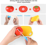 New in box! 27 PCS Kitchen Cutting Food Toy,Color Sorting Toy Set,Pretend Play Food Set for Toddlers,Cutting Vegetables and Fruits,Kitchen Playset with 5 Bushel Basket and Kitchen Accessories for Kids Ages 3+